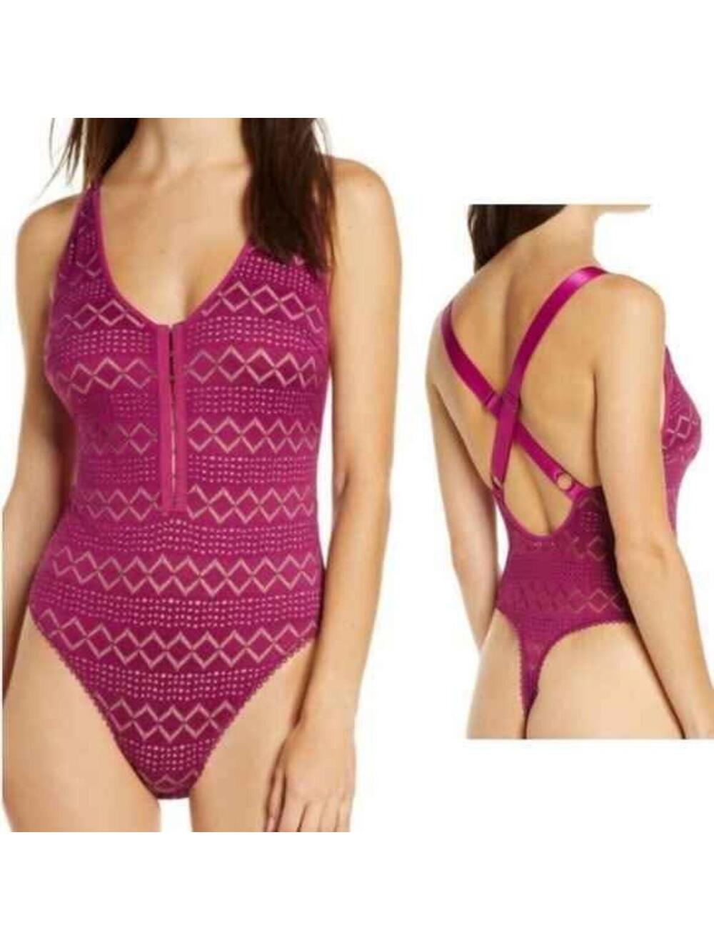 FREE PEOPLE BodySuit Cami  Size Medium Laser Cut with front hooks